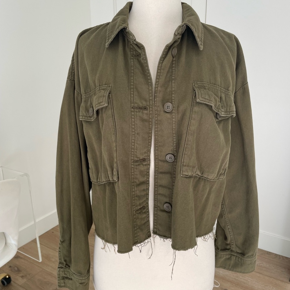 Topshop Green cropped Utility Jacket